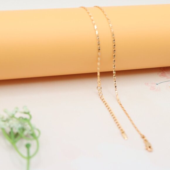 Dainty Diamond-Cut Rose Gold Necklace, Adjustable Chain, XPNL0191 - Picture 11 of 12